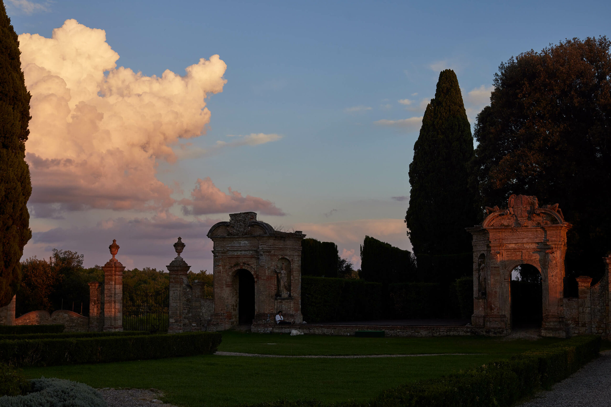 Reading at sunset Villa di Geggiano